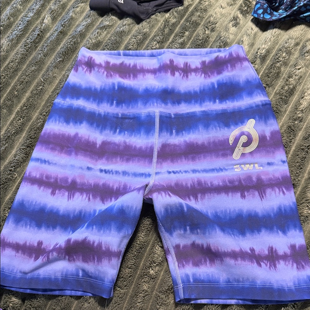 Purple & Blue Tie-Dye Bike Shorts with Peloton Logo